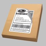 image of shipping box with large label being applied over an old label to block it from view