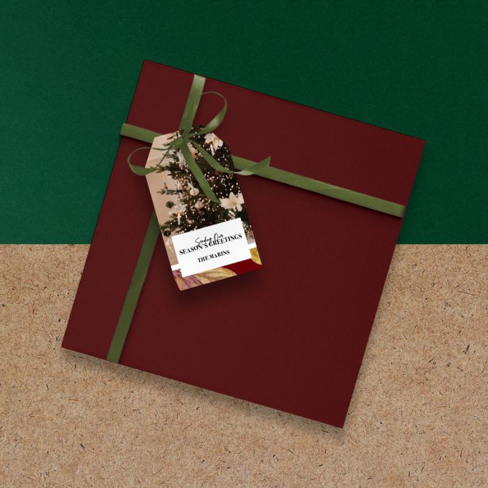 use personalized gift tags on individual items in basket