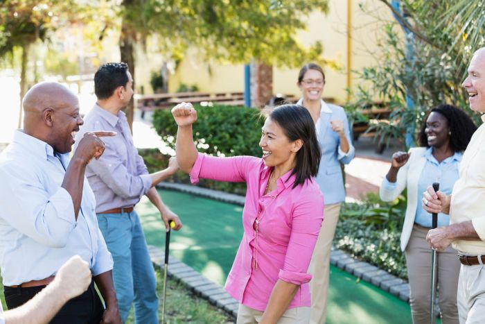 Employees celebrating some time off for a small business