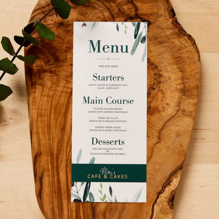 Use custom rack cards as menu cards for your restaurant