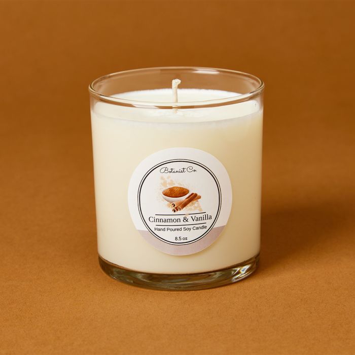 candle science cinnamon vanilla candle scent featuring avery candle label