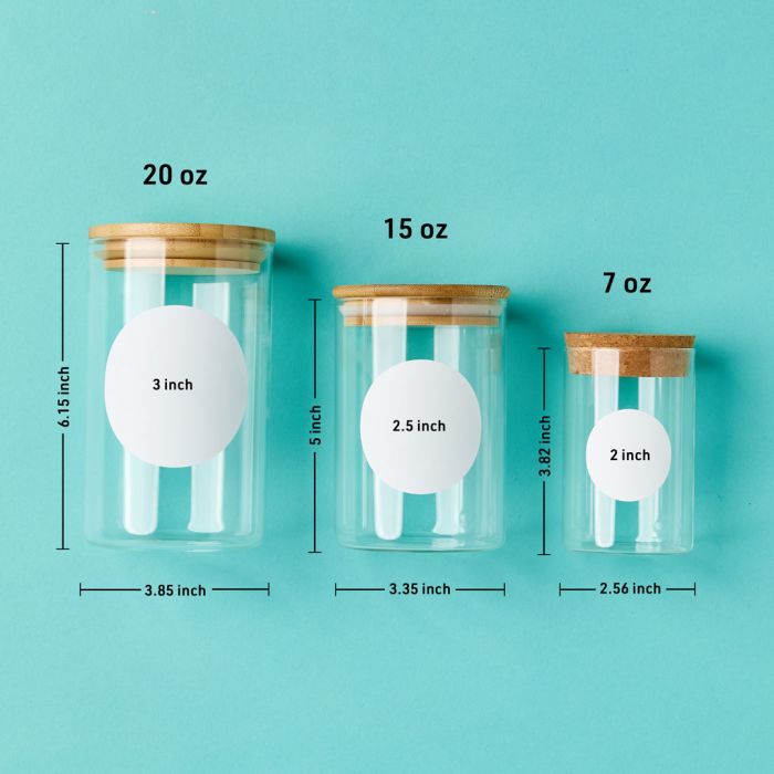 Round jar labels size chart