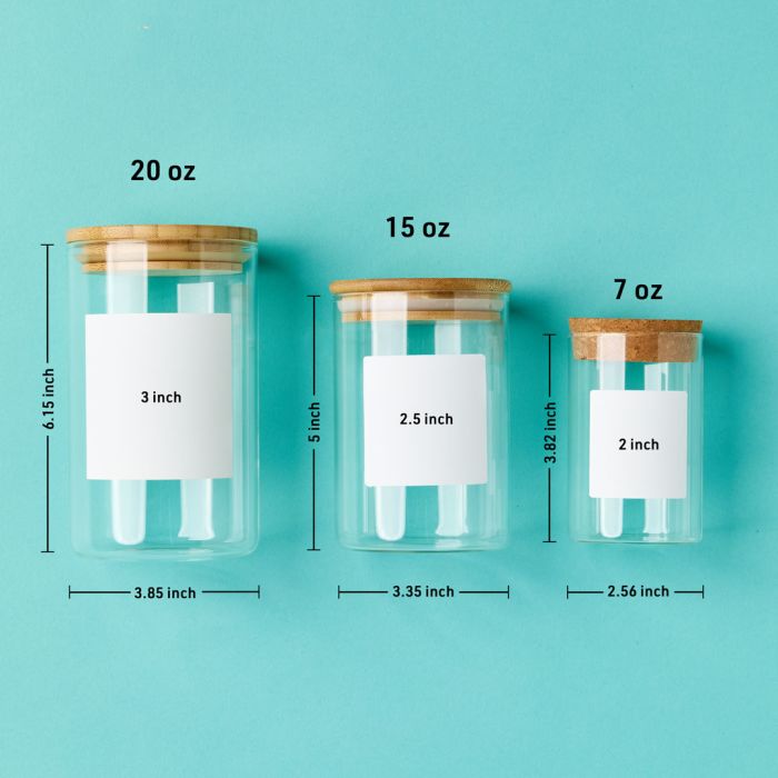 Square jar labels size chart
