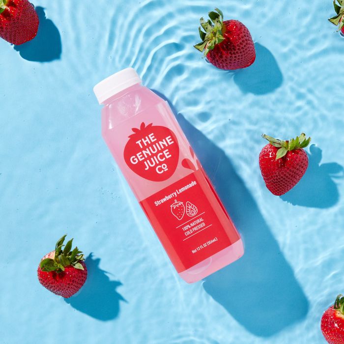 Clear labels on juice bottles from Avery