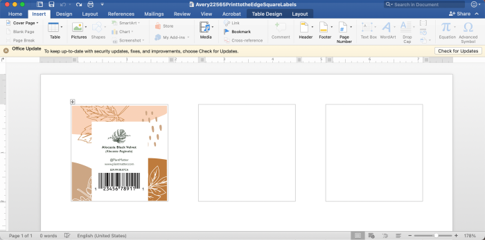 Create product labels with Microsoft word templates