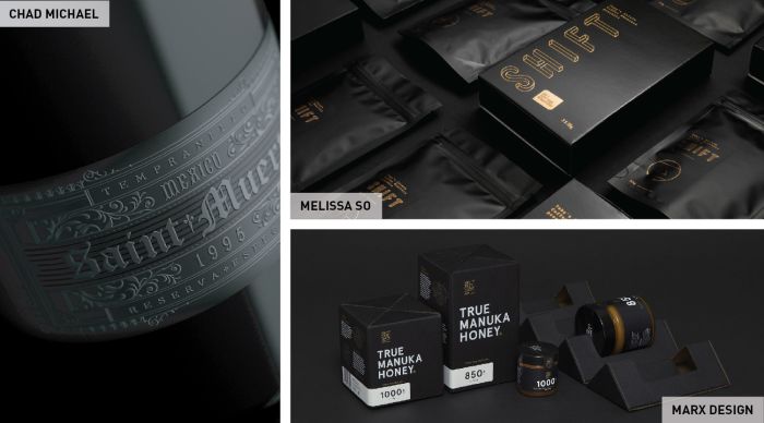 Black product labels and packaging are very popular this year