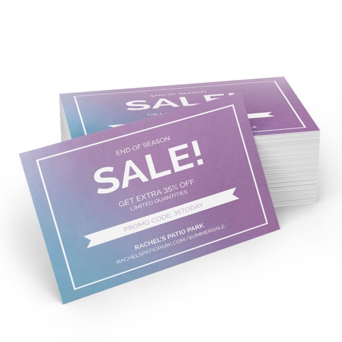 Postcards are great to handout to promote sales, new products and events.