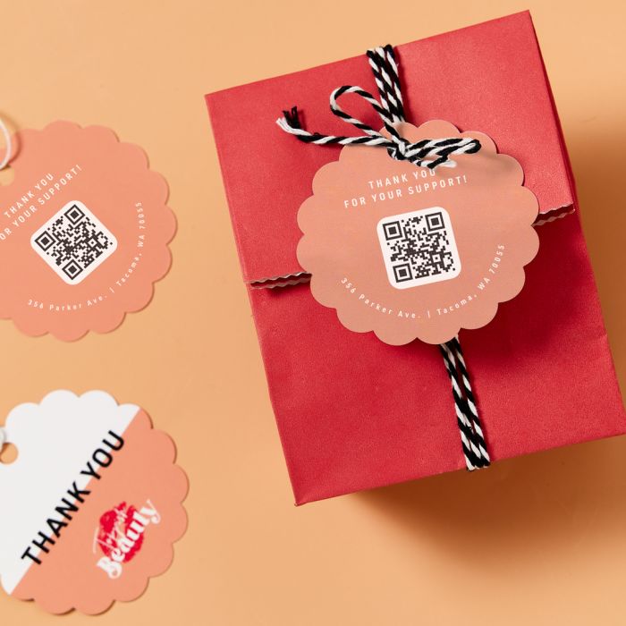 add a qr code to a hang tag for clothing care or warranty information