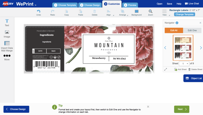 Format your product labels before ordering or printing