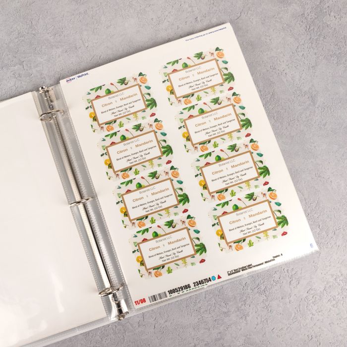 Binders and file folders are a great way to store sheet labels and cards