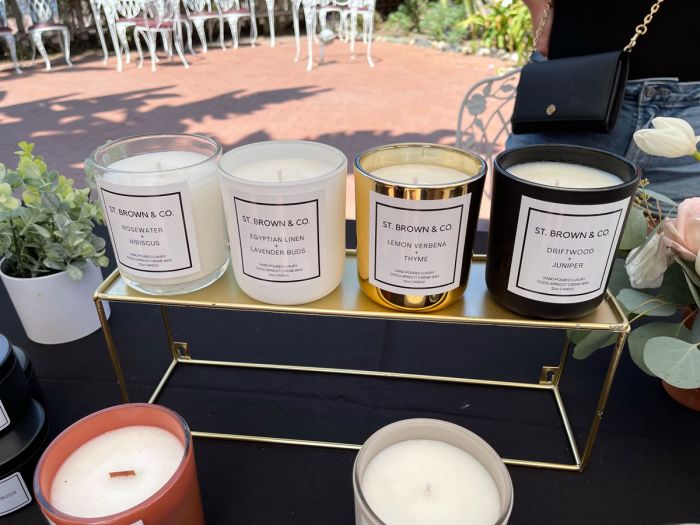 St. Brown & Co. candles on display in San Juan Capistrano