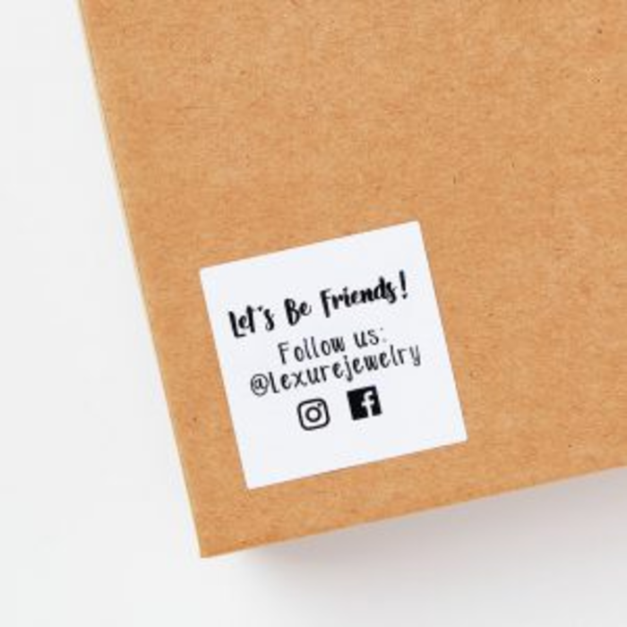 Small labels or stickers are perfect ways to share your social media profiles on products and shipments.