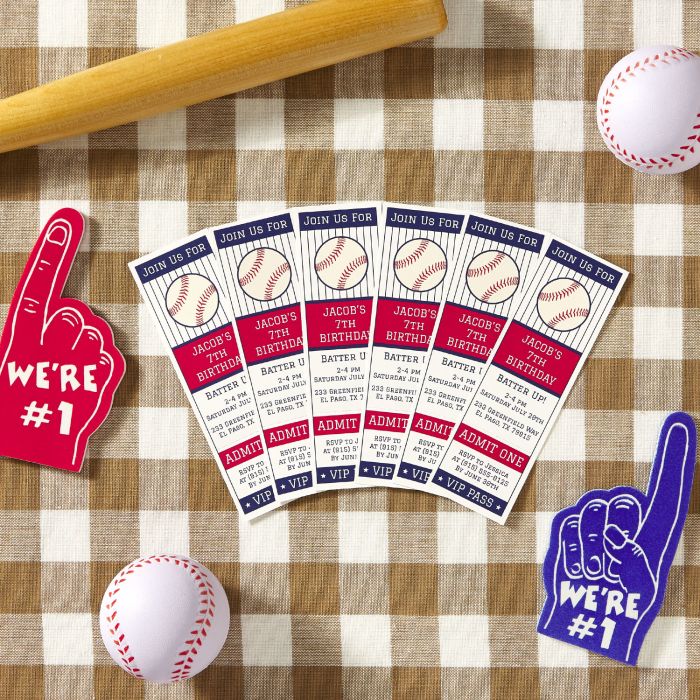 create personalized tickets for a baseball birthday party