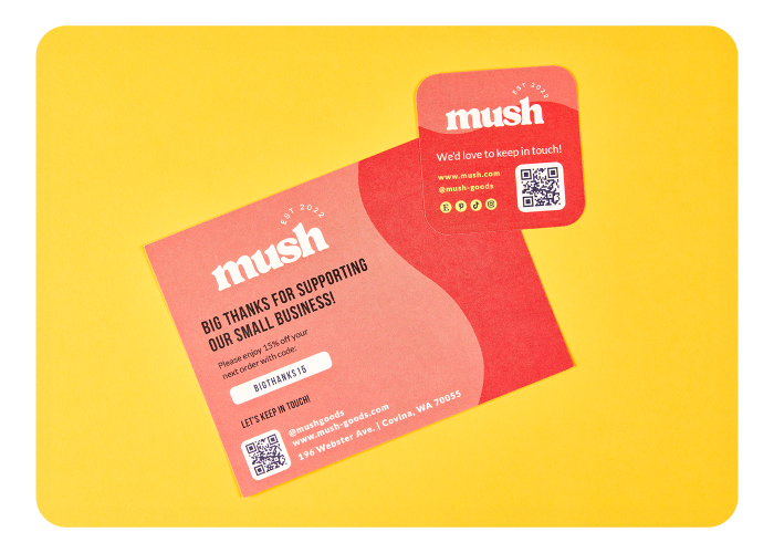 Order cards in custom shapes and sizes at no extra charge
