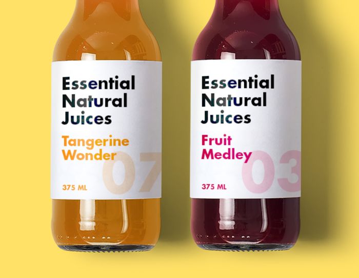 Essential Natural Juices using Avery WePrint Labels