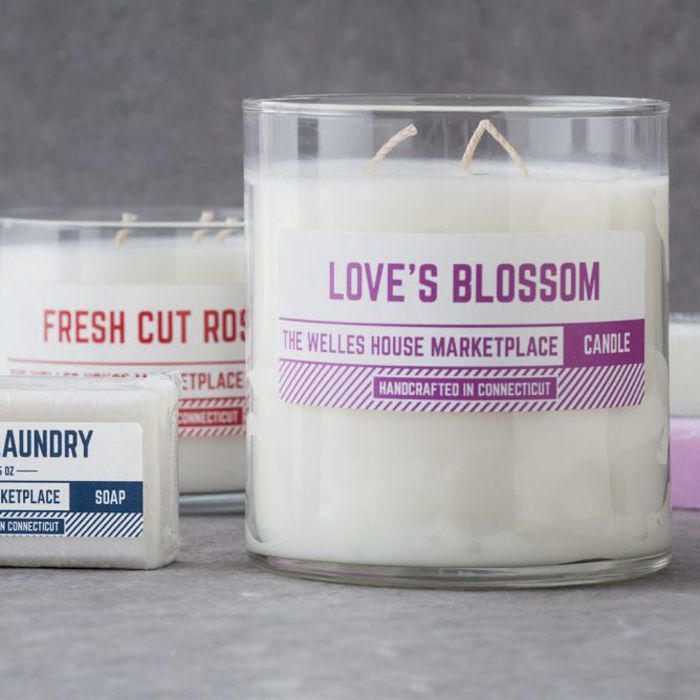Welles House Marketplace Artisan Candles and Soaps branded with Avery WePrint custom labels