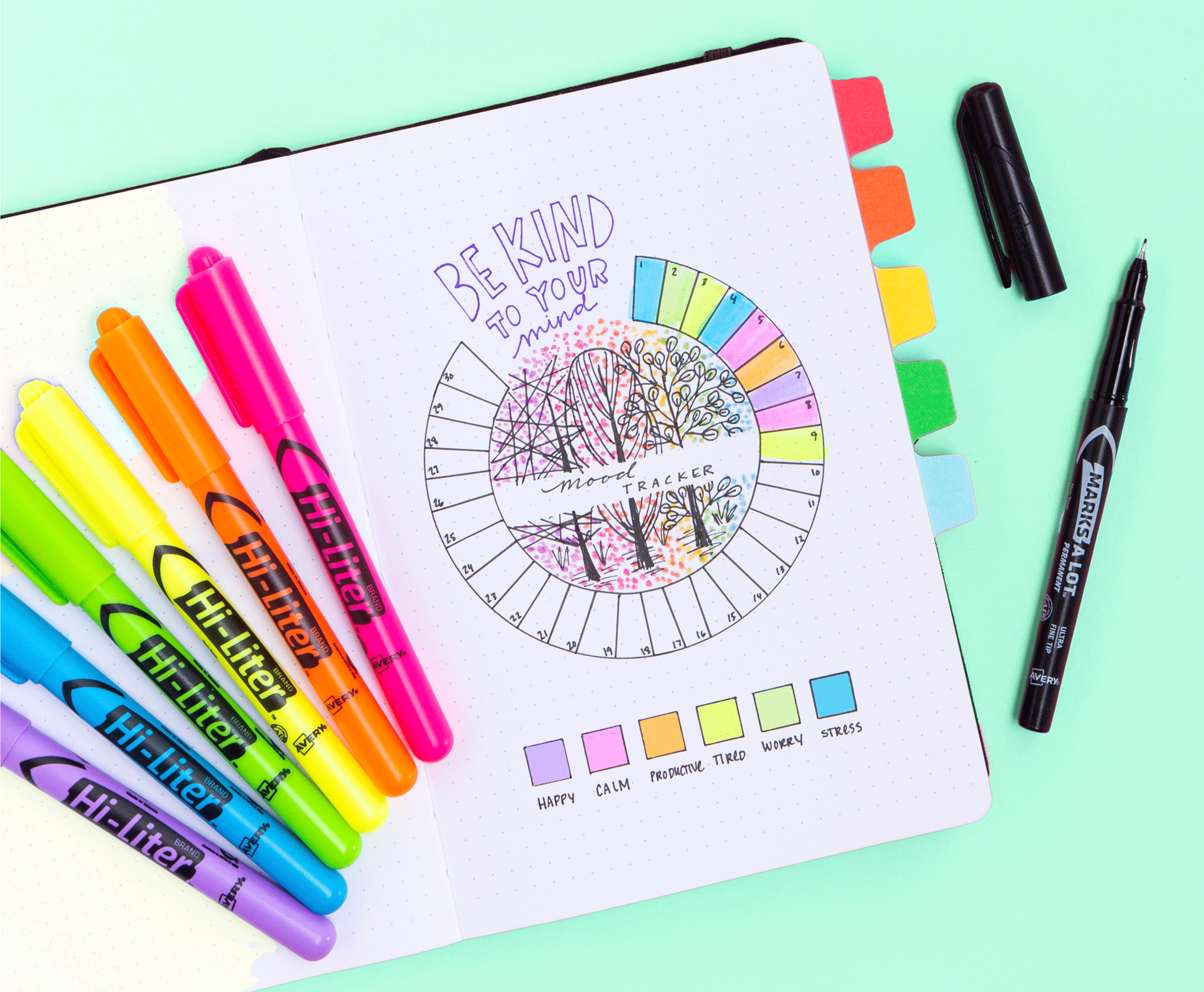 Avery® + Amy Tangerine® Designer Collection Planner, Undated 12-Month  Planner with Stickers, 8.25 x 9.75, Rainbow Paint Design (29880)