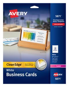Avery Clean Edge Business Cards for Laser Printers, Two-Side Printable  5871, Pack of 200