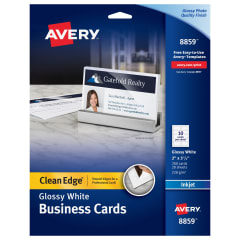 Avery Clean Edge Glossy Business Cards for Inkjet Printers, Two-Side Printable, (Matte Back), 8859,  Pack of 200