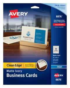 Avery Clean Edge True Print Ivory Matte Business Cards for Inkjet Printers, Two-Side Printable, 8876, Pack of 200