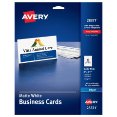 Business Cards, 2" x 3-1/2", Sure Feed, Inkjet, 100 Cards (28371)