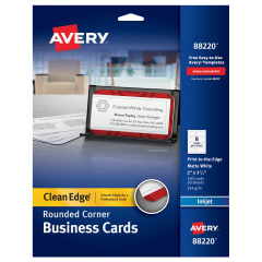 Avery&reg; Clean Edge&reg; Rounded Corner Business Cards, Matte, Two-Sided Printing, 2" x 3-1/2", 160 Cards (88220)