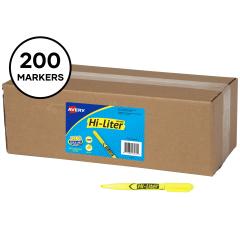 Hi-Liter Value Pack Pen-Style Highlighters, Smear Safe Ink, 200 Fluorescent Yellow Highlighters (23825)