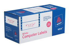 Avery Continuous Form Computer Labels for Pin-Fed Printers 4014, 4" x 1-7/16", Box of 5,000