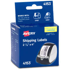 Avery Shipping Labels for Dymo, Seiko and Zebra Printers 4153, 2-1/8" x 4", Roll of 140