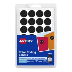 Avery Black Color Coding Labels 5459, 3/4" Round, Pack of 1008