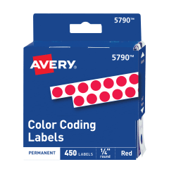 Avery Red Permanent Color Coding Labels 5790, 1/4" Round, Pack of 450