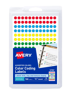 Avery Assorted Removable Color-Coding Labels 5795, 1/4" Diameter, Pack of 760