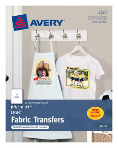 Avery T-shirt Transfers for Inkjet Printers 8938, 8-1/2" x 11", Pack of 18