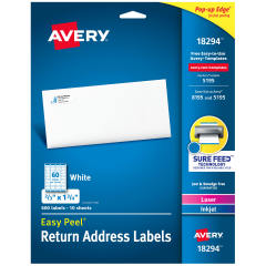 Easy Peel&reg; Address Labels, Sure Feed Technology, Permanent Adhesive, 2/3" x 1-3/4", 600 Labels (18294)