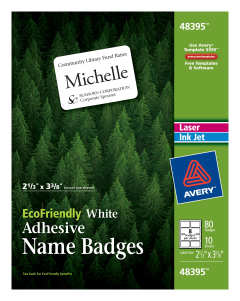 EcoFriendly Adhesive Name Badges, 2-1/3" x 3-3/8", 80 Badges (48395)