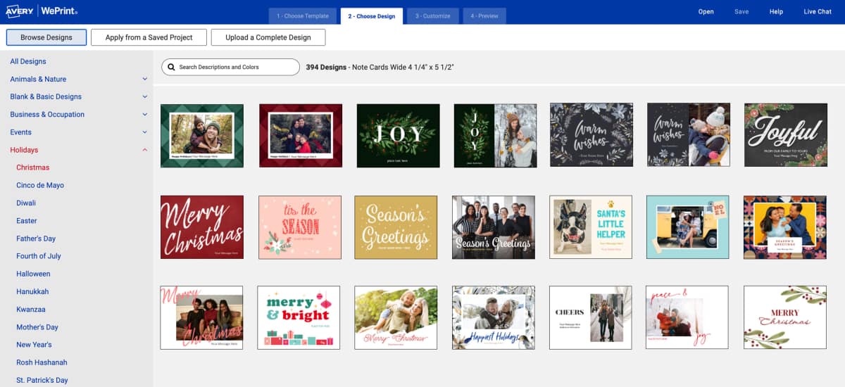 Screenshot of the image editor in the Avery Design & Print Online tool