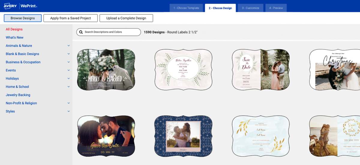 Screenshot of the image editor in the Avery Design & Print Online tool
