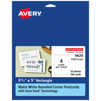 Avery® Printable Postcards with Sure Feed® Technology, 4 x 6, White, 80  Blank Postcards for Laser Printers (5889)