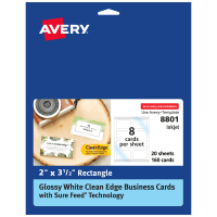 Avery Business Cards with Metallic Gold Borders, 2 x 3.5, 100 Total,  Laser/Inkjet Printable Business Cards (3327)