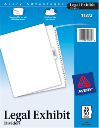 White Letter Size Avery 01704 Allstate-Style Divider 25/ST Side Tabs 76-100 