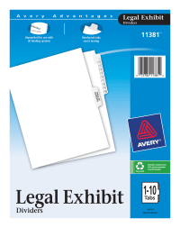 01334 101-125 Tab Set Avery Legal Dividers Standard Collated Sets 
