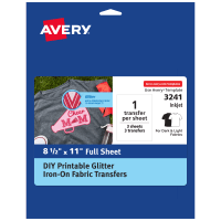 Avery® Light Fabric Transfers, 7.5 Diameter Pre Die-Cut Iron-On Circle  Transfers, 6 Sheets, 6 Total (2237)