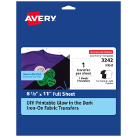 Avery Dark Transfer Paper for T-Shirts, 7.5 Diameter Pre Die-Cut Iron-On  Circle Transfers, Print-to-the-Edge, 5 Sheets of Heat Transfer Paper, 5  Total (02233)