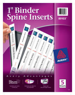 Avery 1 Binder Spine Inserts 40 Inserts 89103