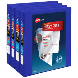 Avery® Heavy-Duty View Binder, 1-1/2 One Touch Slant Rings, 375-Sheet  Capacity, DuraHinge™, White (79795)
