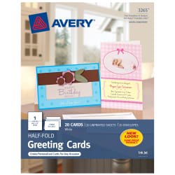 Avery Half Fold Greeting Cards Matte 5 1 2 X 8 1 2 20 Cards 3265