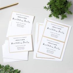 Avery Invitation Cards Matte White With Metallic Gold Borders 5 X 7 30 Flat Cards 30 Envelopes 3325 Avery Com
