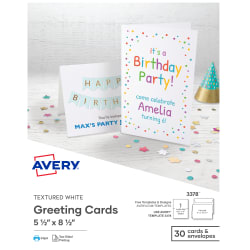 Avery(R) Note Cards with Envelopes, 4-1/4 x 5-1/2, Textured White, 50  Blank Note Cards for Inkjet Printers (3379)