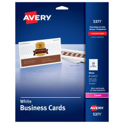 Avery Business Cards Uncoated Two Sided Printing 2 X 3 1 2 250 Cards 5371