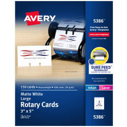 Avery® Printable Rotary Cards with Sure Feed® Technology, 3